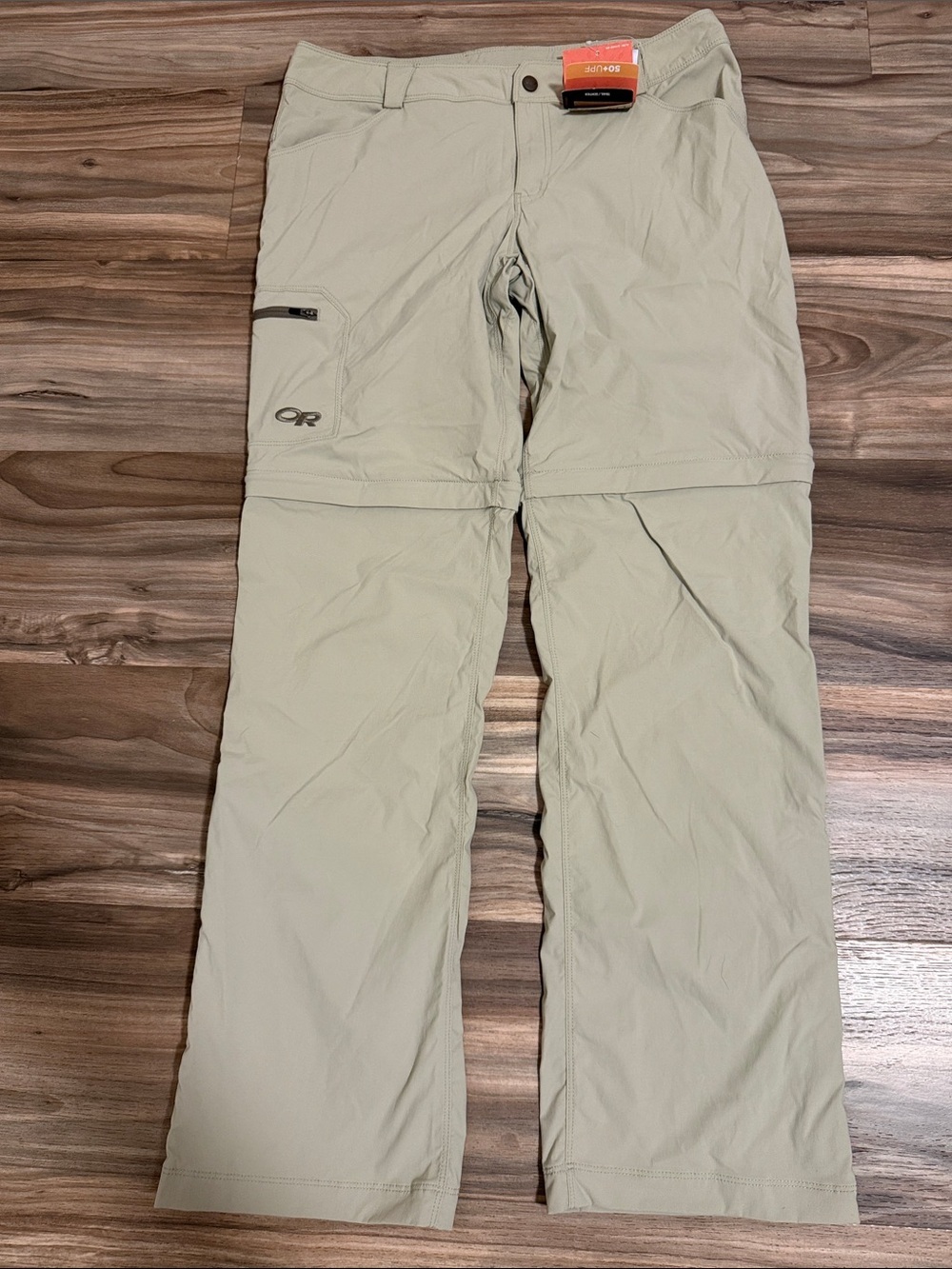 Outdoor Research Women’s 8 Equinox Convertible Pants Khaki Hiking Zip Off 50+UPF